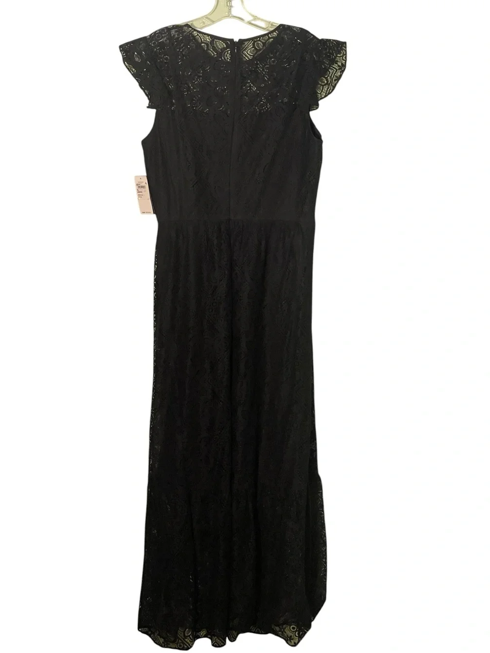 NWT-Lauren Ralph Lauren black lace maxi with flutter sleeves. Size 12. - Picture 6 of 10